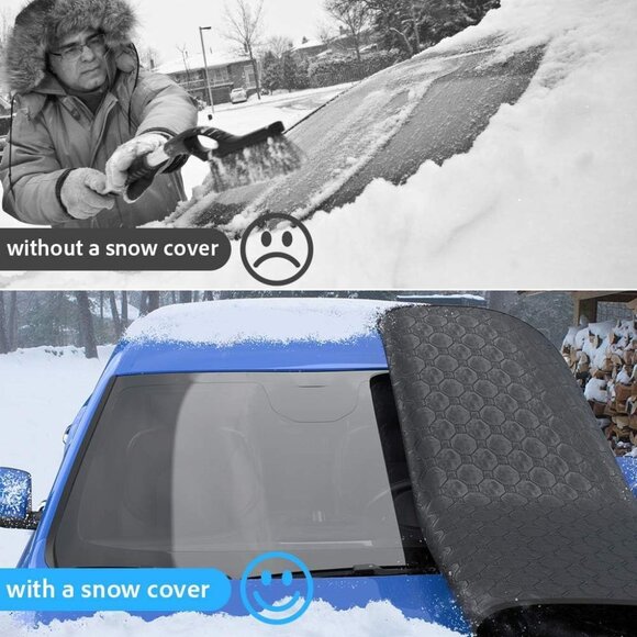 Windshield Cover for Ice and Snow Thickened Windproof Winter Cover with Hooks - Picture 7 of 9